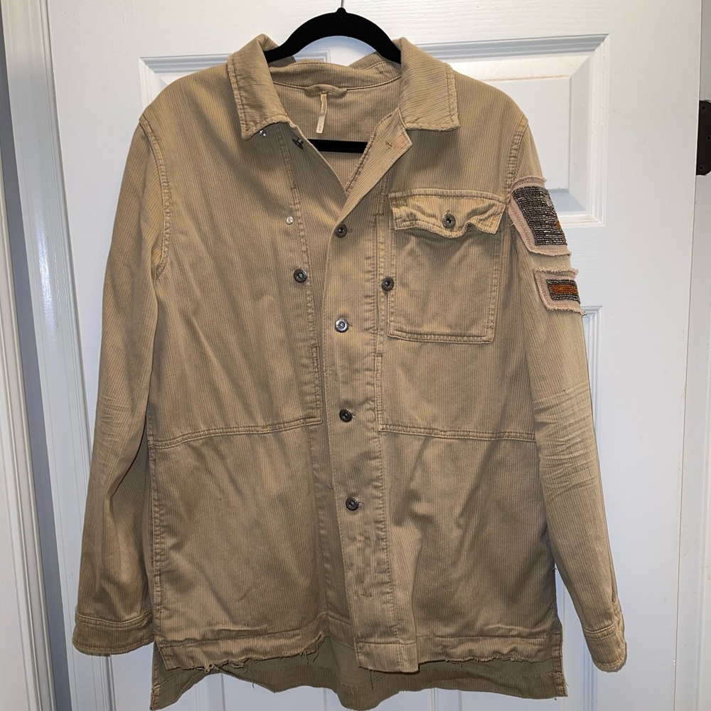 Embellished free people button up jacket